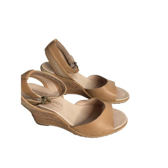 Timberland Earthkeepers Sandals Womens 7.5 Tan Wedge Cork Anti Fatigue Leather - Picture 11 of 14